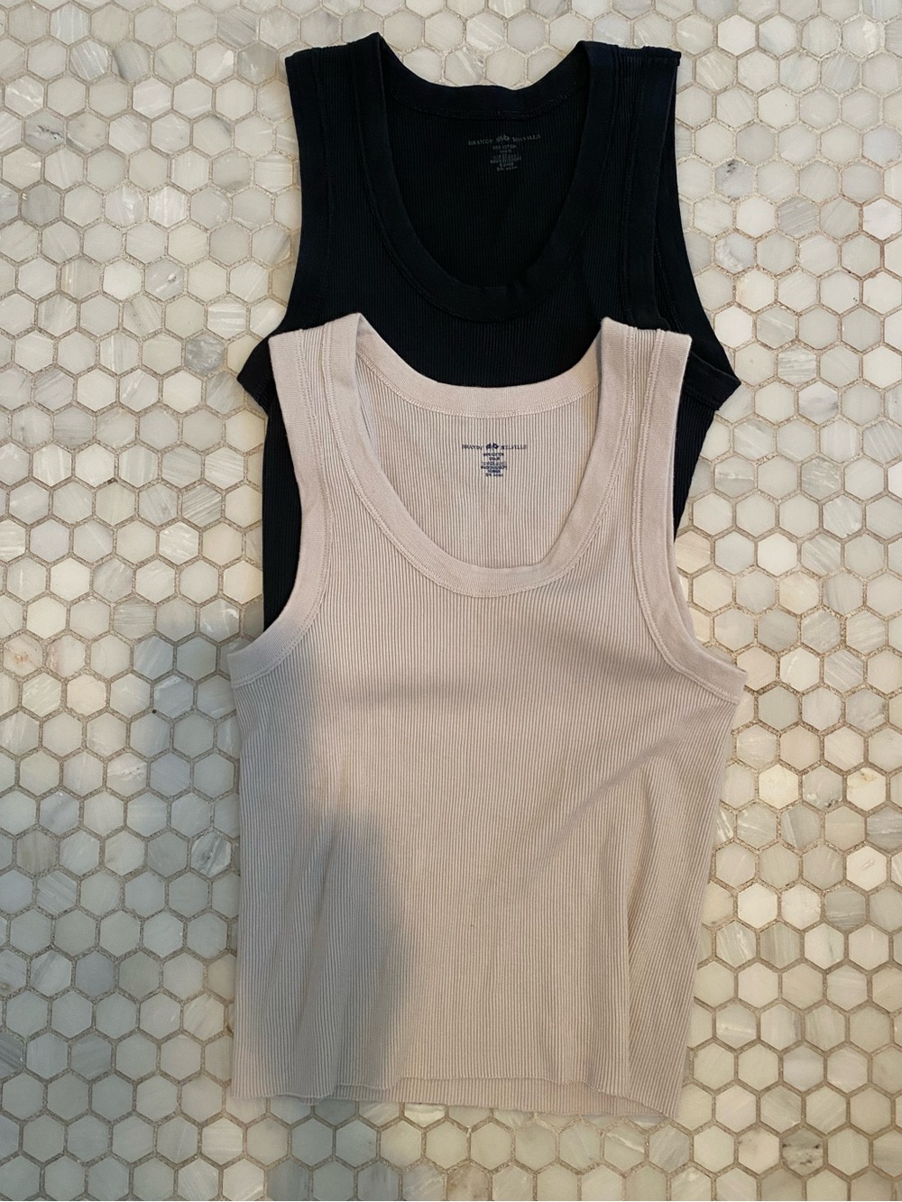 Two Brandy Melville Ribbed Tank Tops - Black & Gray